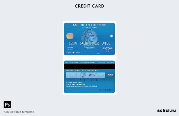 цифровая загрузка США Citizens Bank Amex Blue Business Plus шаблон карты